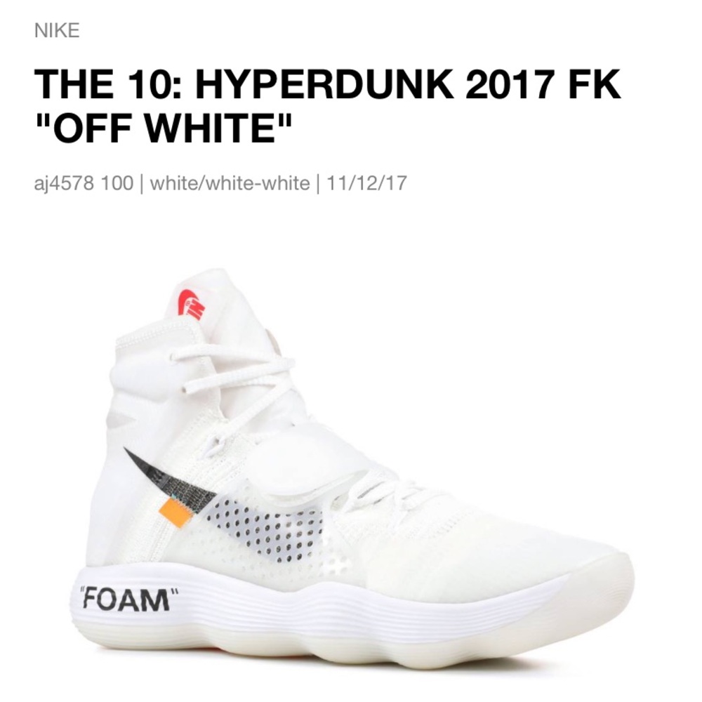 Nike off white hyperdunk 2017 Fk